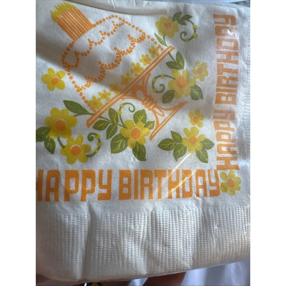 Vintage Rust Craft Greeting Brownie Beverage Drink Happy Birthday Napkin 20 Pack